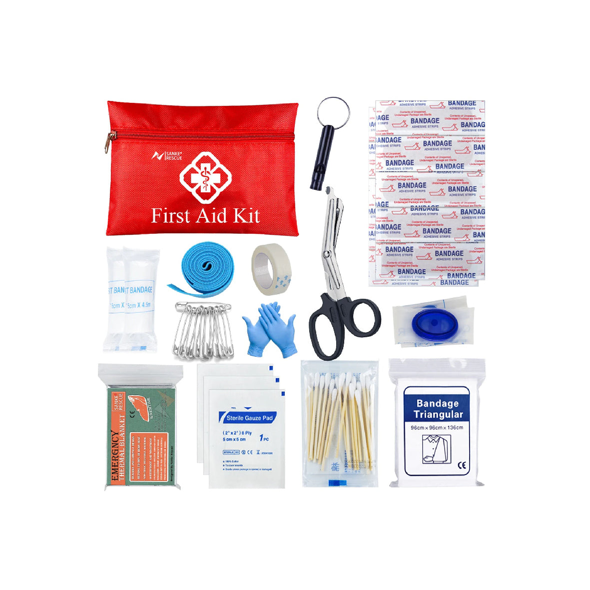 Noodpakket Basis – 24-delige Survival- en EHBO-kit in Waterdichte Tas – Compleet voor Outdoor, Nood & Rampen