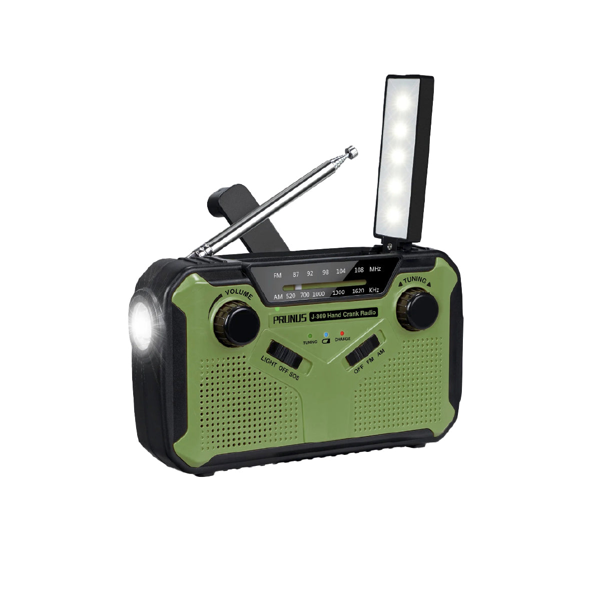 Noodradio AM/FM met LED Zaklamp & Powerbank – Oplaadbaar via Zonne-energie, Dynamo & USB – 3000mAh Noodvoorziening voor Crisis & Stroomuitval