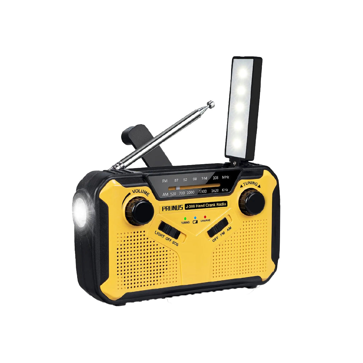 Noodradio AM/FM met LED Zaklamp & Powerbank – Oplaadbaar via Zonne-energie, Dynamo & USB – 3000mAh Noodvoorziening voor Crisis & Stroomuitval