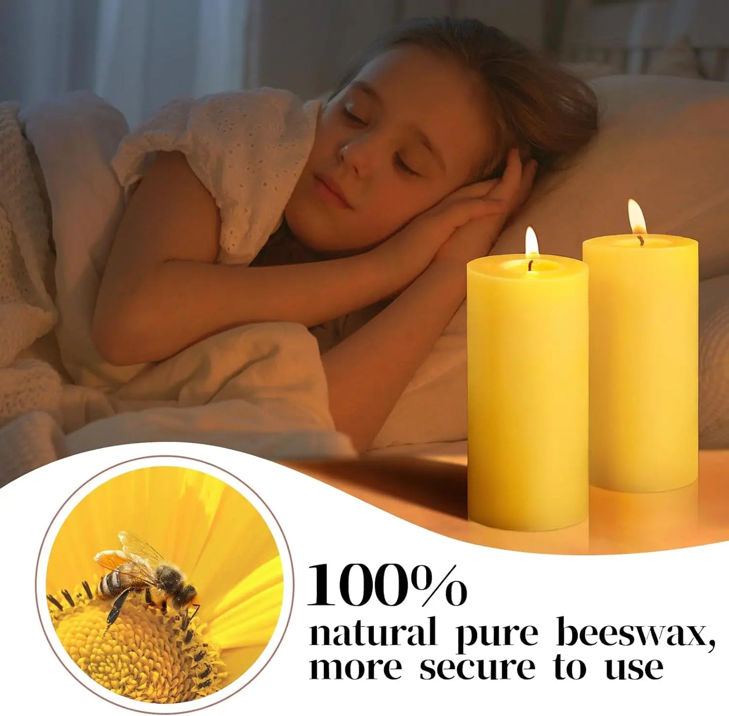 1/3/5PCS Beeswax Pillar Candles Smokeless Beeswax Candles Long Burning Wax Candles for Home Dinner Decor Prayer Party 1.85X3.8In
