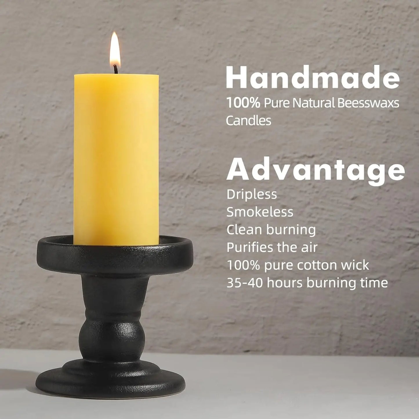 1/3/5PCS Beeswax Pillar Candles Smokeless Beeswax Candles Long Burning Wax Candles for Home Dinner Decor Prayer Party 1.85X3.8In