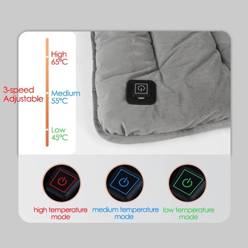 USB Verwarmd Kussen 5V - 3 Warmtestanden - Elektrisch Warmtekussen voor Auto, Thuis & Kantoor – Winter Verwarmer voor Lichaam & Huisdieren