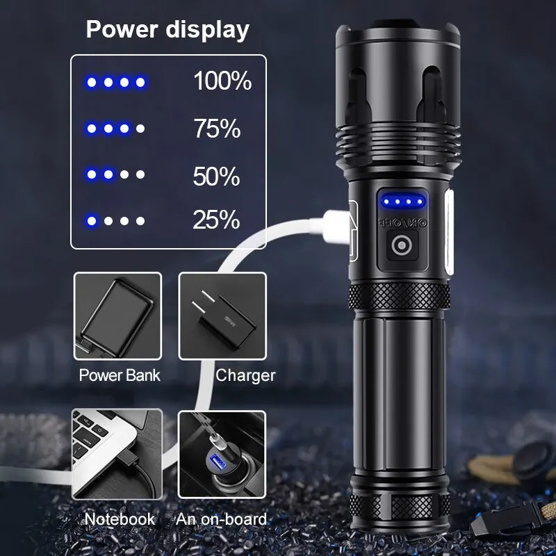 Super XHP120 Powerful Led Flashlight XHP90 High Power Torch Light Rechargeable Tactical Flashlight 18650 Usb Camping Lamp