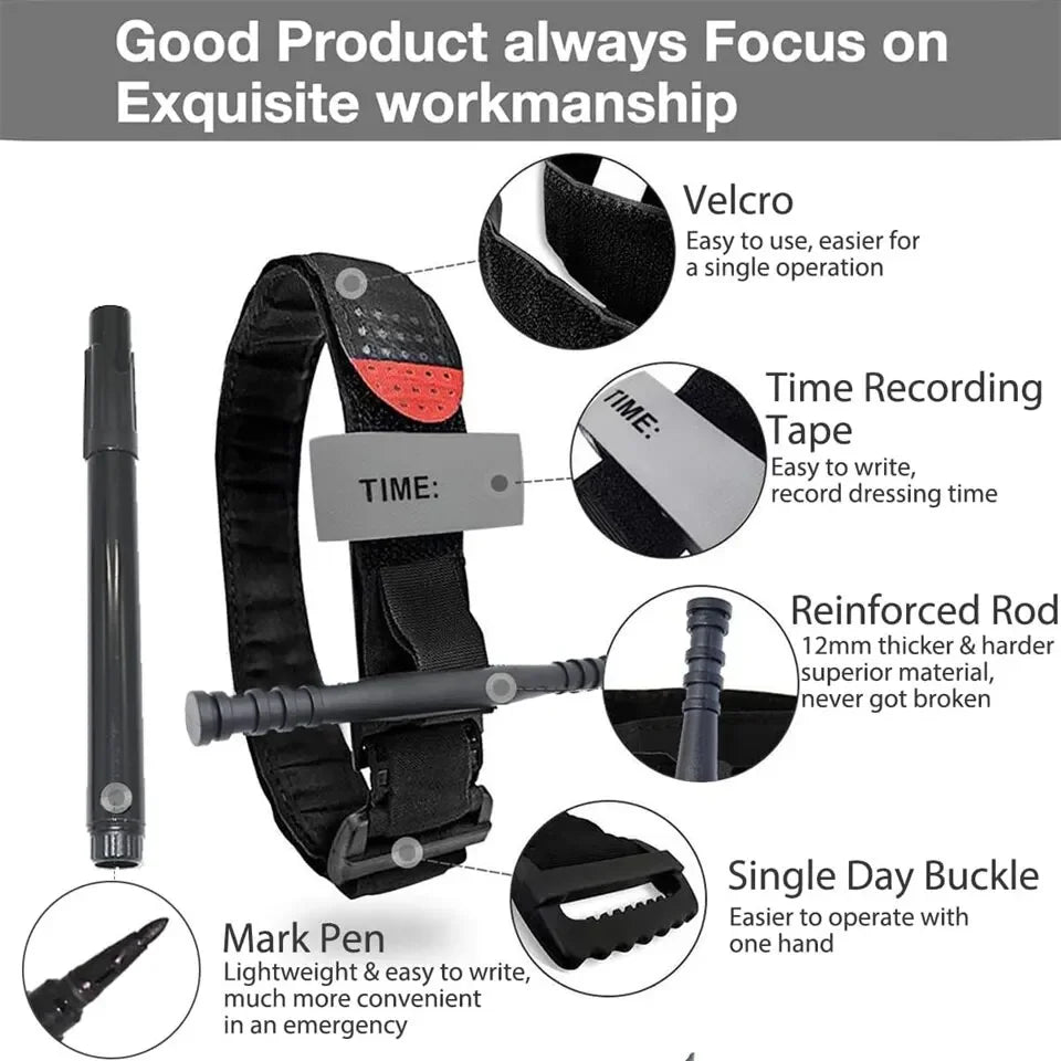 Tourniquet Combat Medical Tourniquet Tactical Military Emergency with Pen First Aid Camping Equipment for Outdoor Exploration