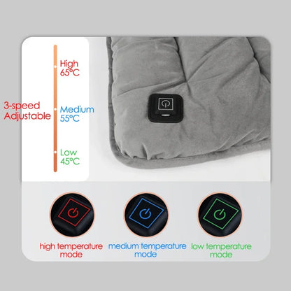 USB Verwarmd Kussen 5V - 3 Warmtestanden - Elektrisch Warmtekussen voor Auto, Thuis & Kantoor – Winter Verwarmer voor Lichaam & Huisdieren
